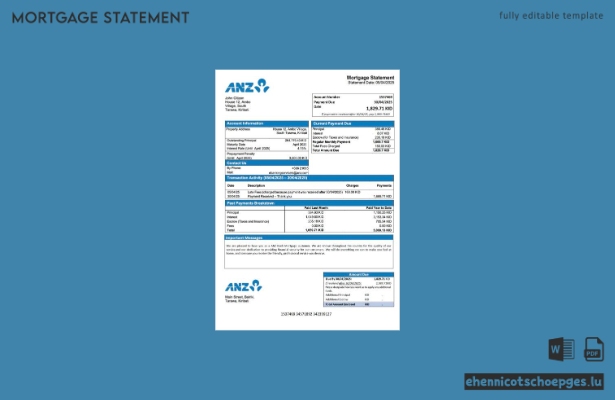 Kiribati ANZ Bank Hypothekenabrechnung (Word- und PDF-Beispiel)